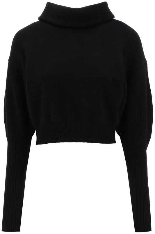 Alexander mcqueen cropped funnel-neck sweater in wool and cashmere