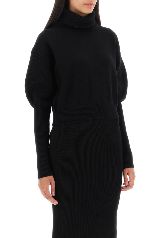 Alexander mcqueen cropped funnel-neck sweater in wool and cashmere