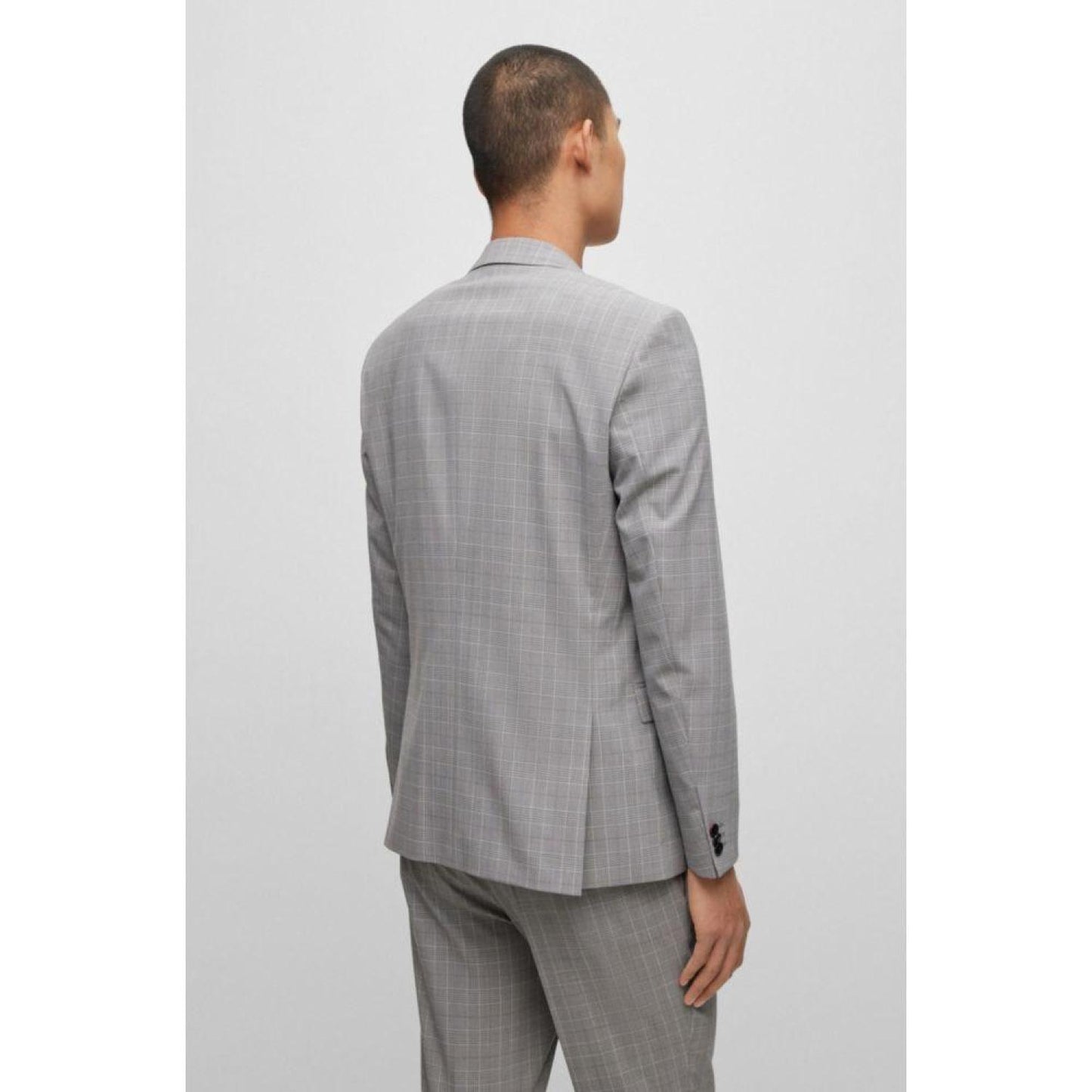 Extra-slim-fit checked suit in performance-stretch fabric