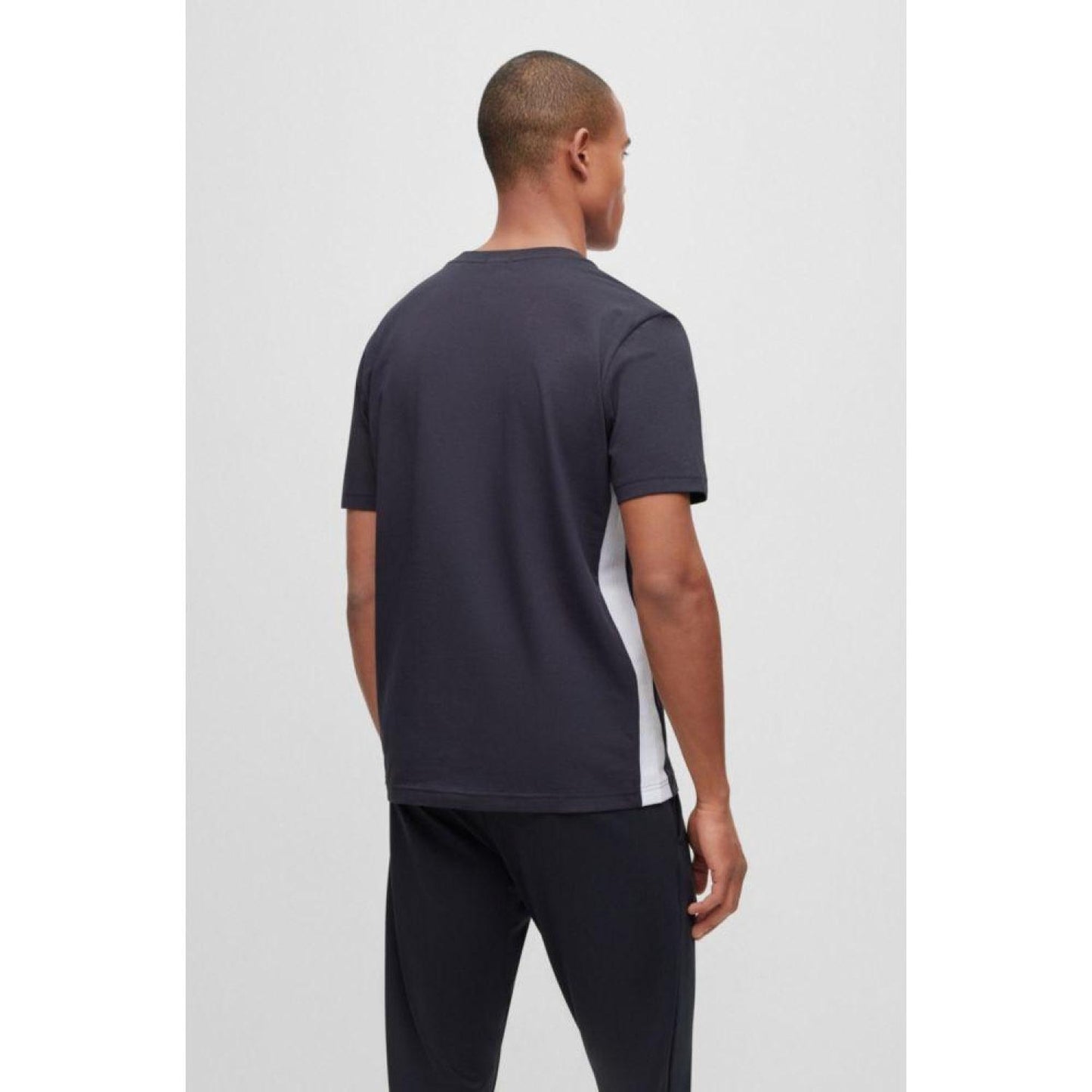 Regular-fit T-shirt in stretch cotton with side tape