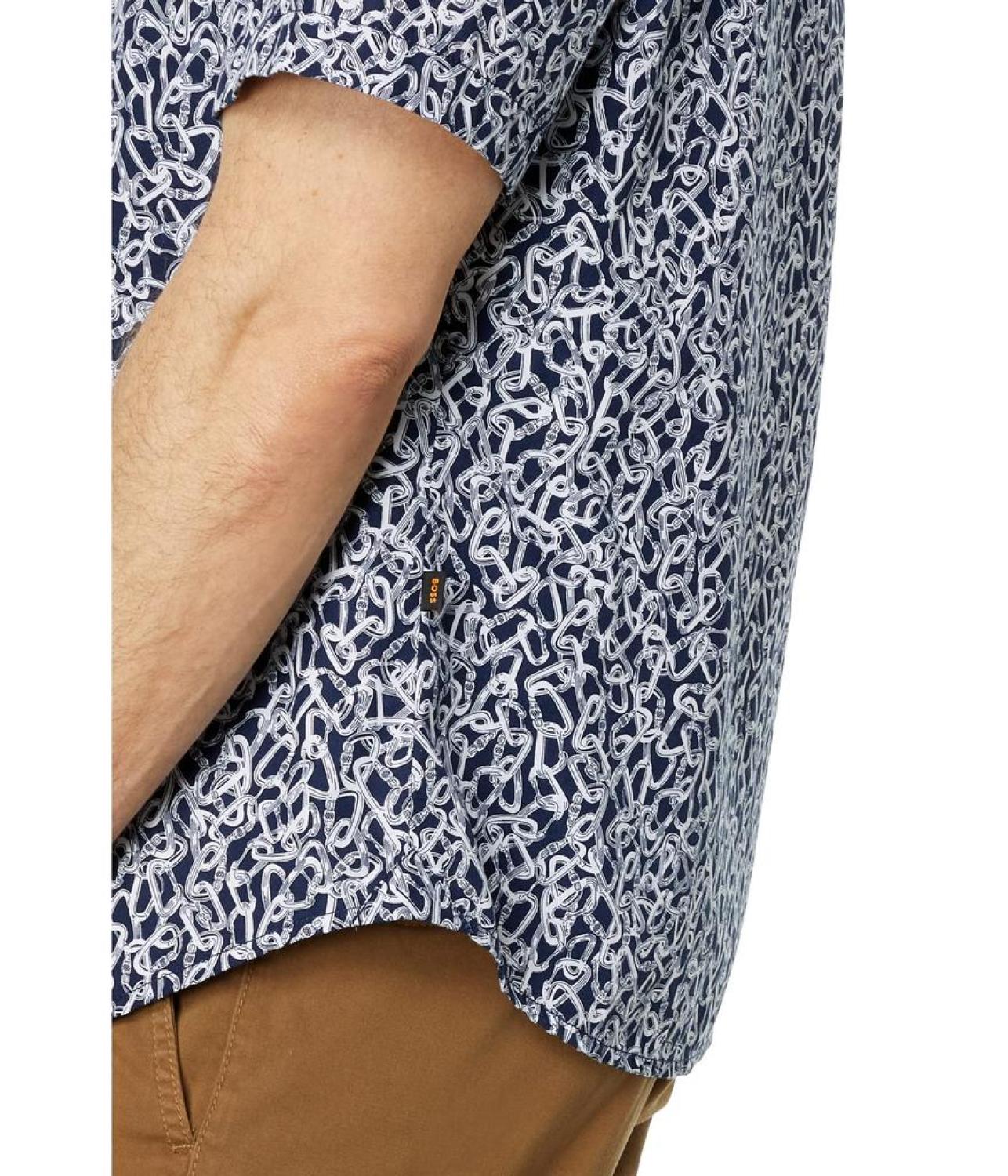 Rash Patterned Short Sleeve Button-Down Shirt