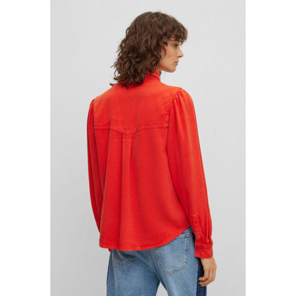 Regular-fit blouse with popper closures and point collar