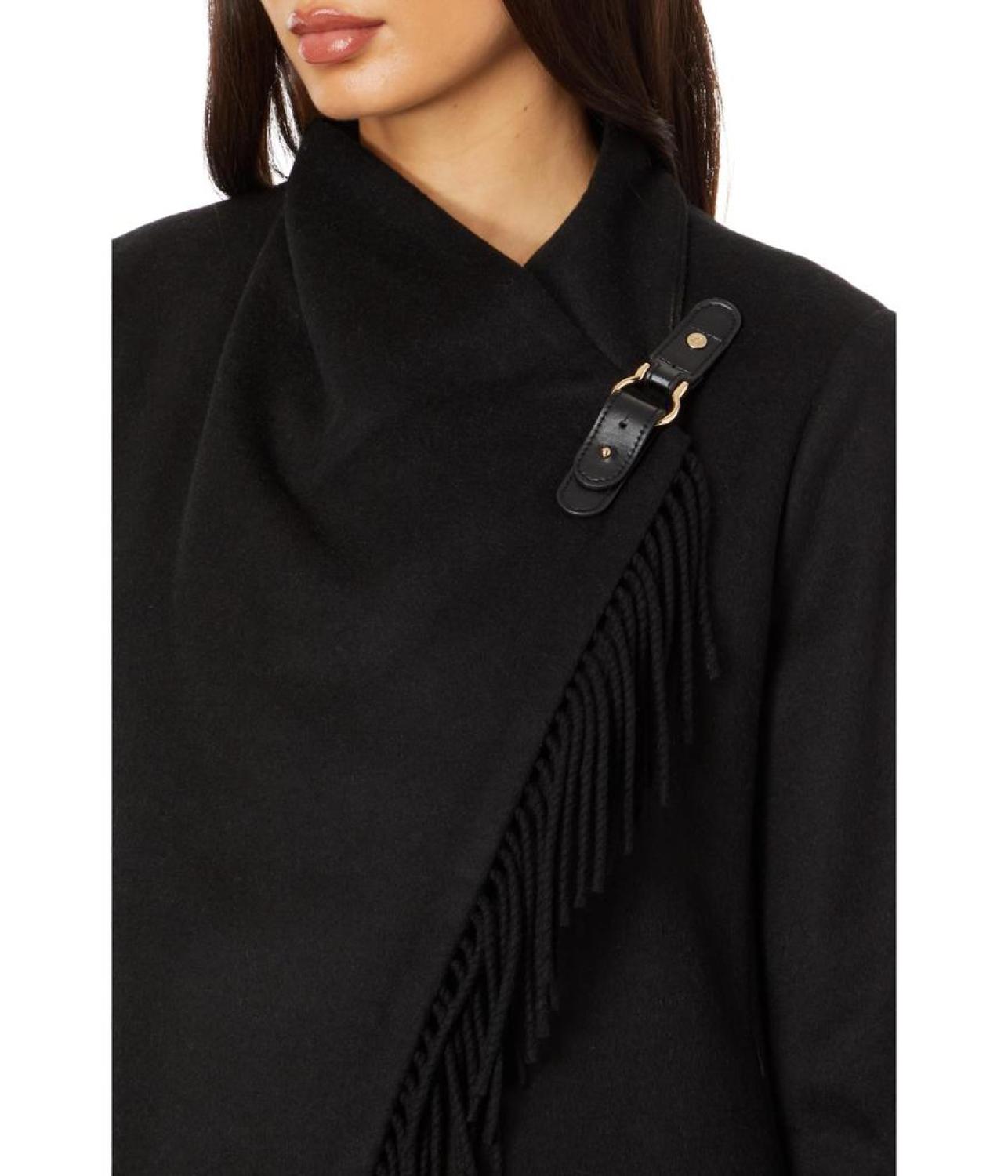 Fringe Drape Front Wool