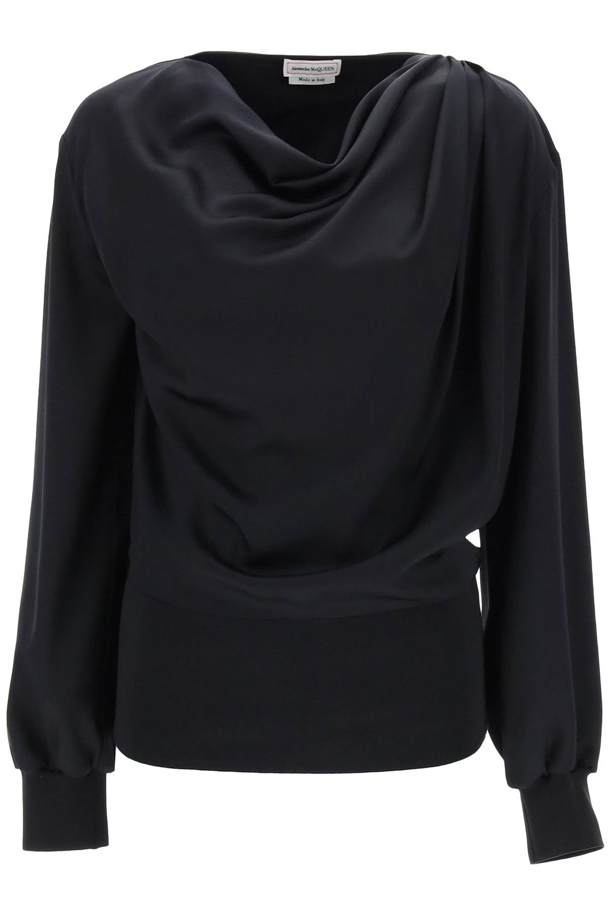 Alexander mcqueen draped blouse in satin