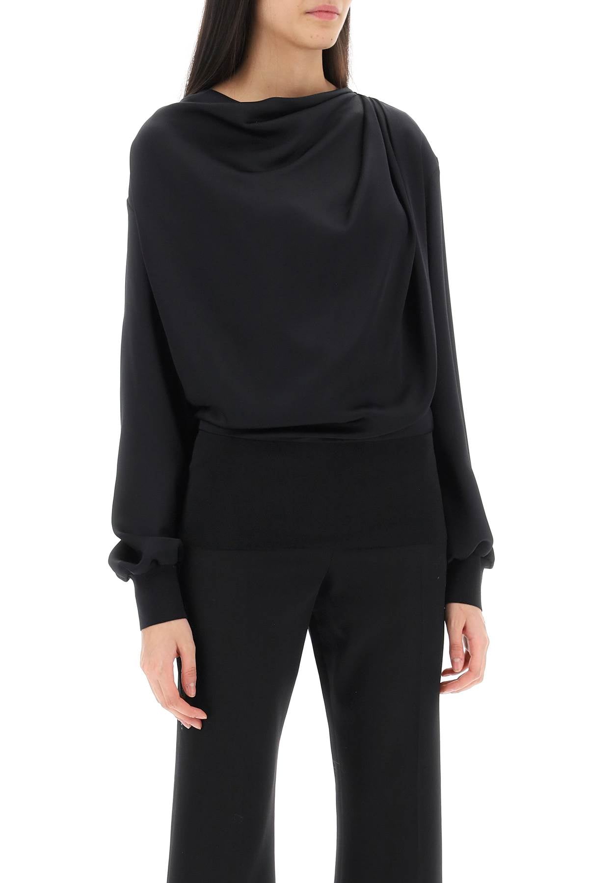 Alexander mcqueen draped blouse in satin