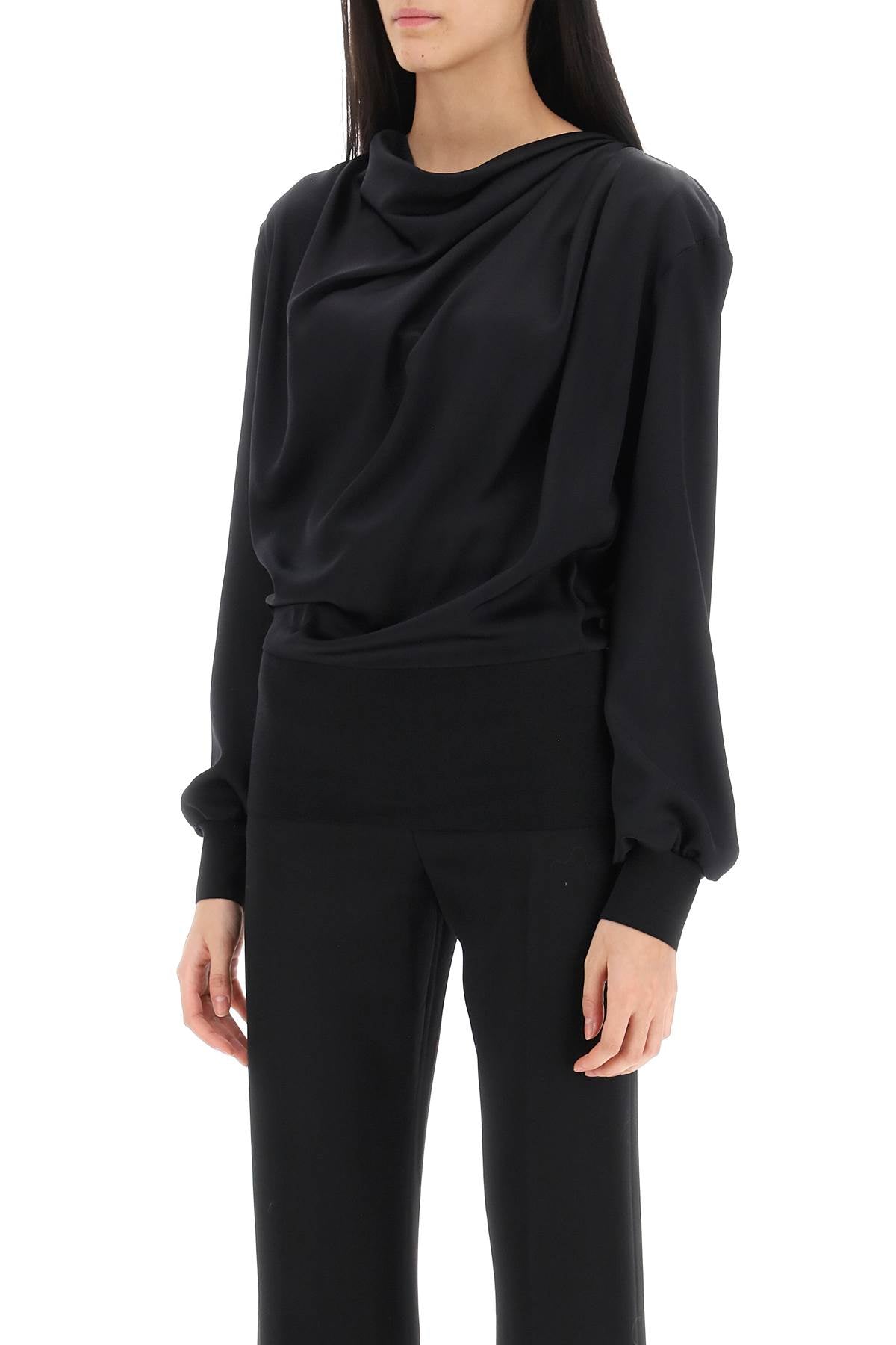 Alexander mcqueen draped blouse in satin