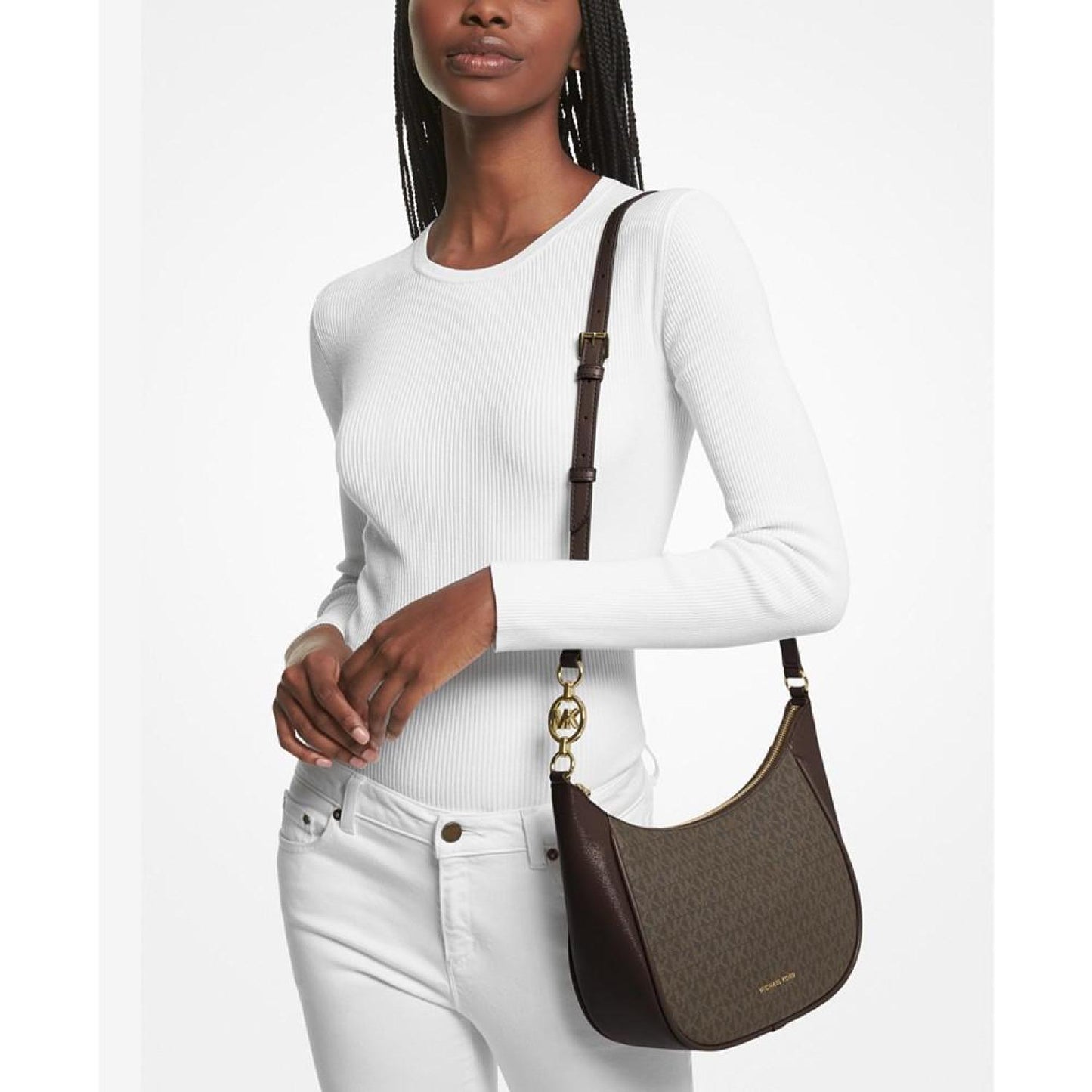 Logo Cheryl Medium Leather Adjustable Crossbody