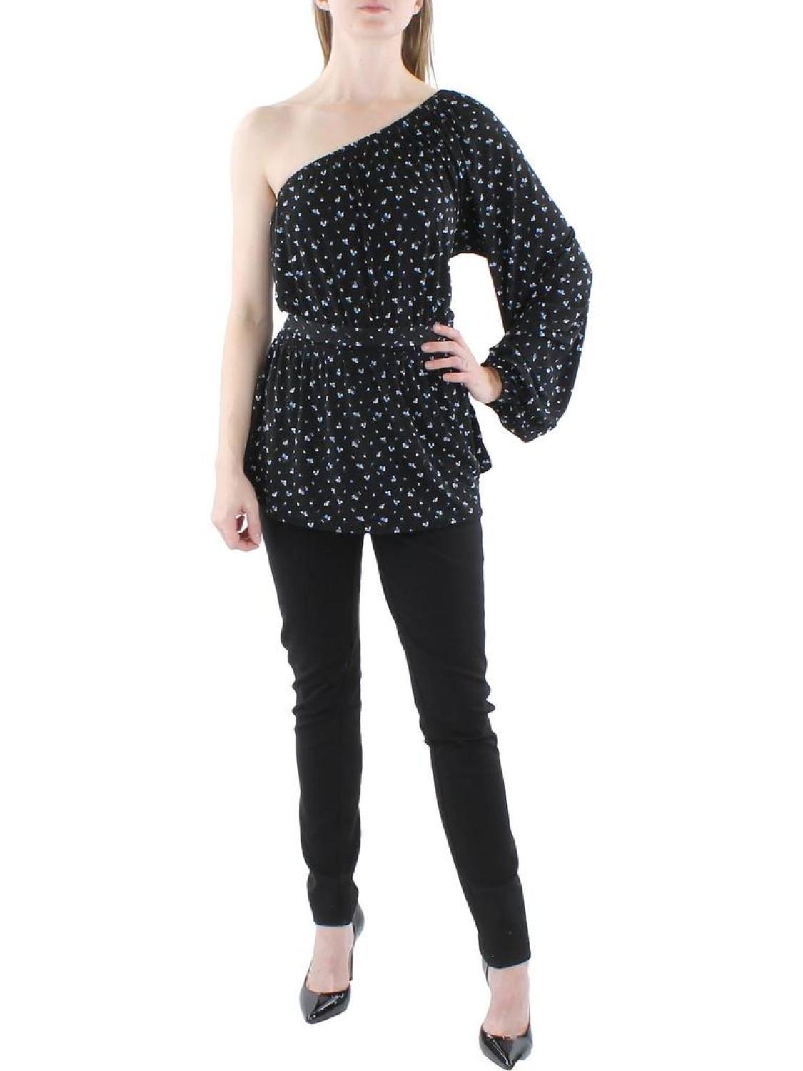 Womens Floral Asymmetric Tunic Top