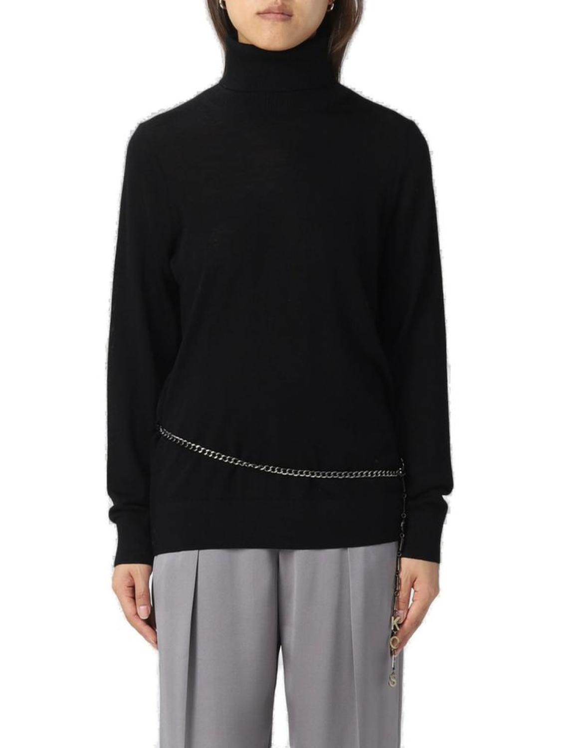 Michael Kors Logo Plaque Chained Long-Sleeved Jumperr