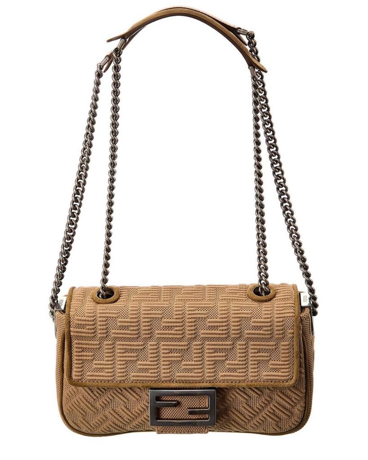 FENDI Baguette Midi FF Tech Mesh Shoulder Bag