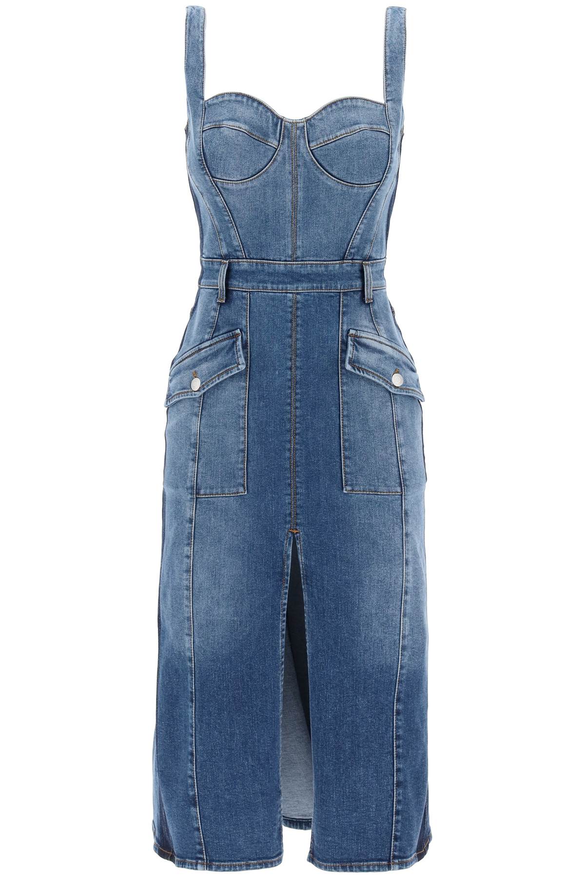 Alexander mcqueen denim bustier dress