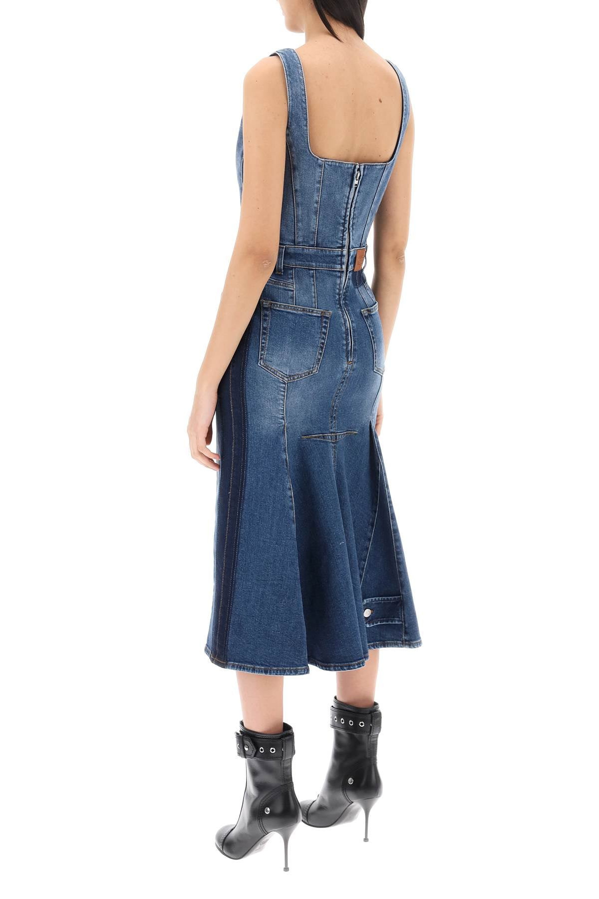 Alexander mcqueen denim bustier dress