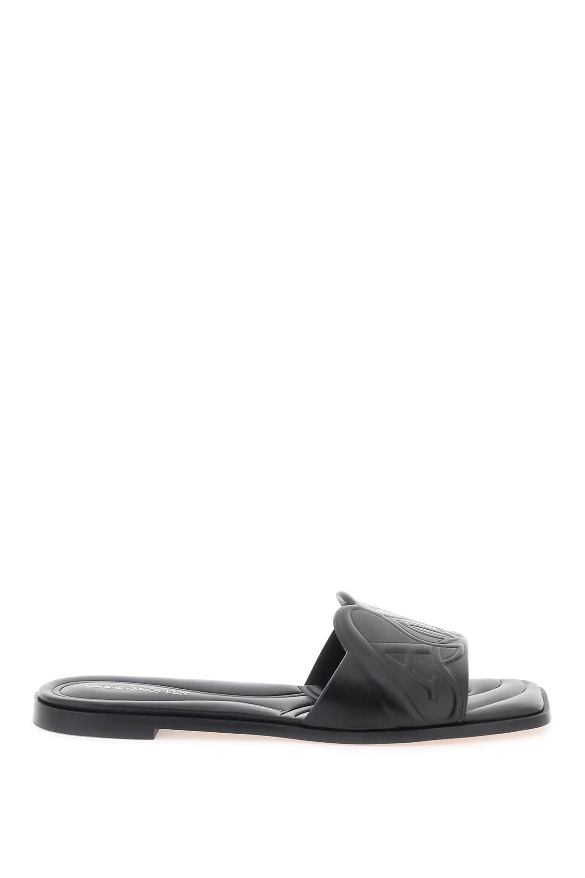 Alexander mcqueen leather slides with embossed seal logo