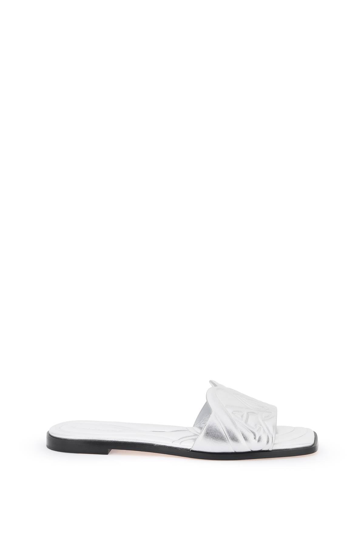 Alexander mcqueen laminated leather slides with embossed seal logo