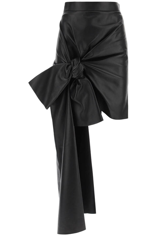 Alexander mcqueen leather skirt with knotted detail