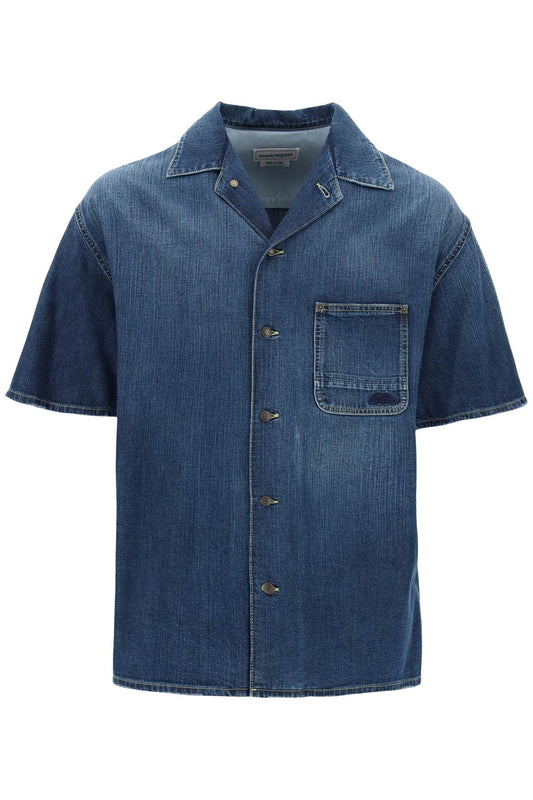 Alexander mcqueen organic denim short sleeve shirt