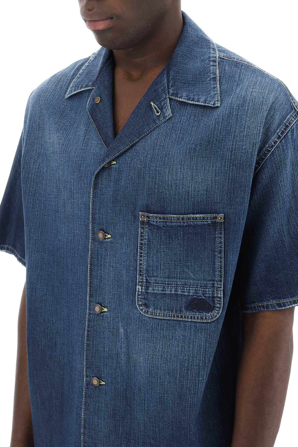 Alexander mcqueen organic denim short sleeve shirt