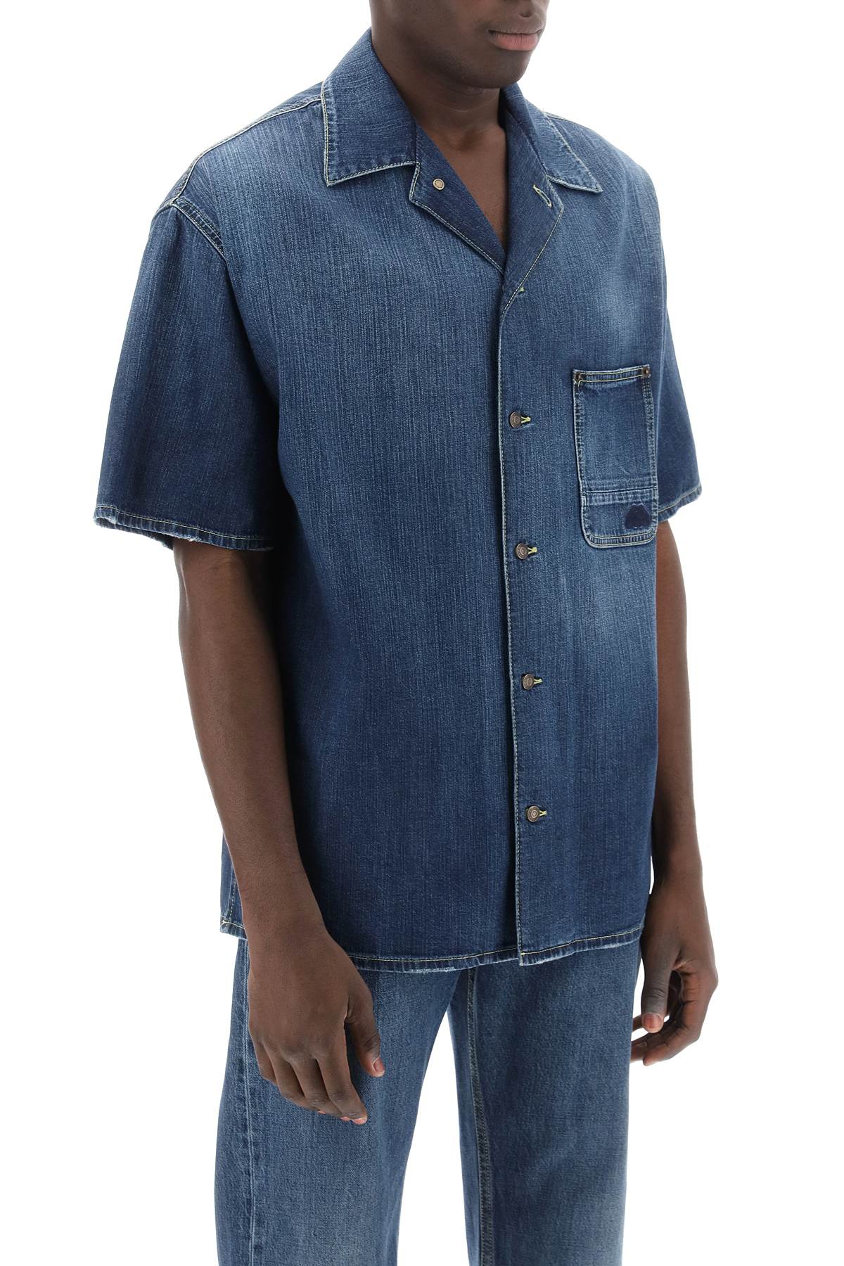 Alexander mcqueen organic denim short sleeve shirt