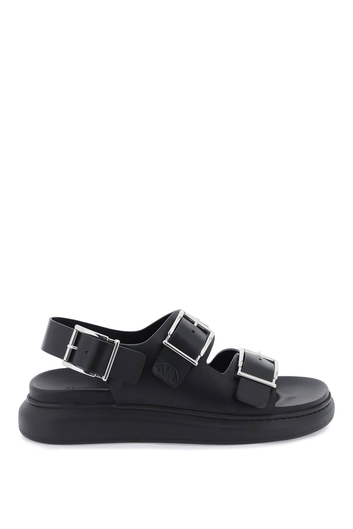 Alexander mcqueen leather sandals with maxi buckles