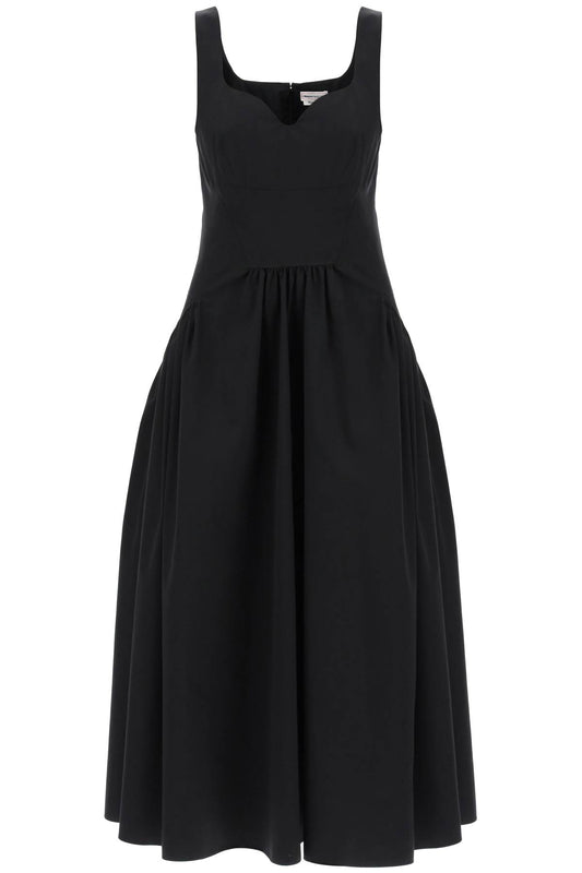 Alexander mcqueen midi poplin dress in