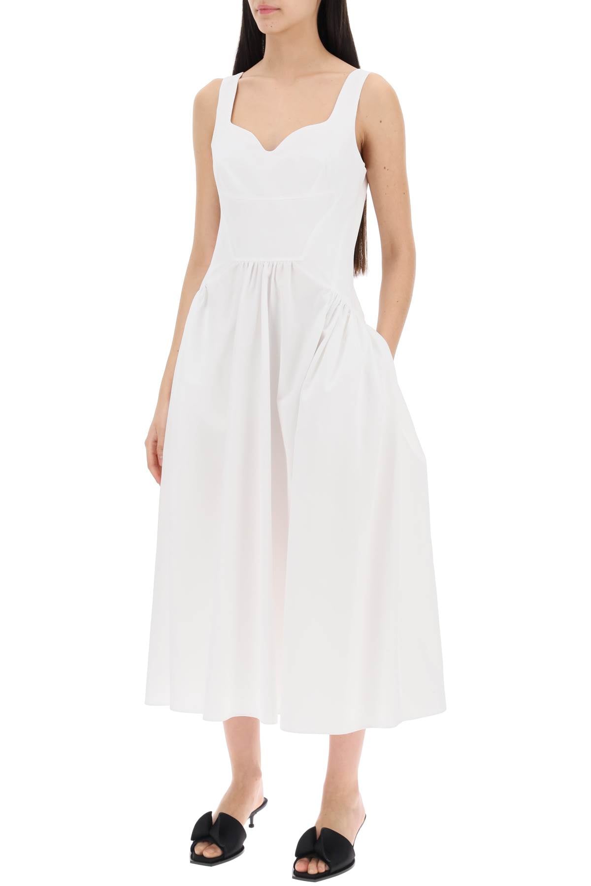 Alexander mcqueen midi poplin dress in