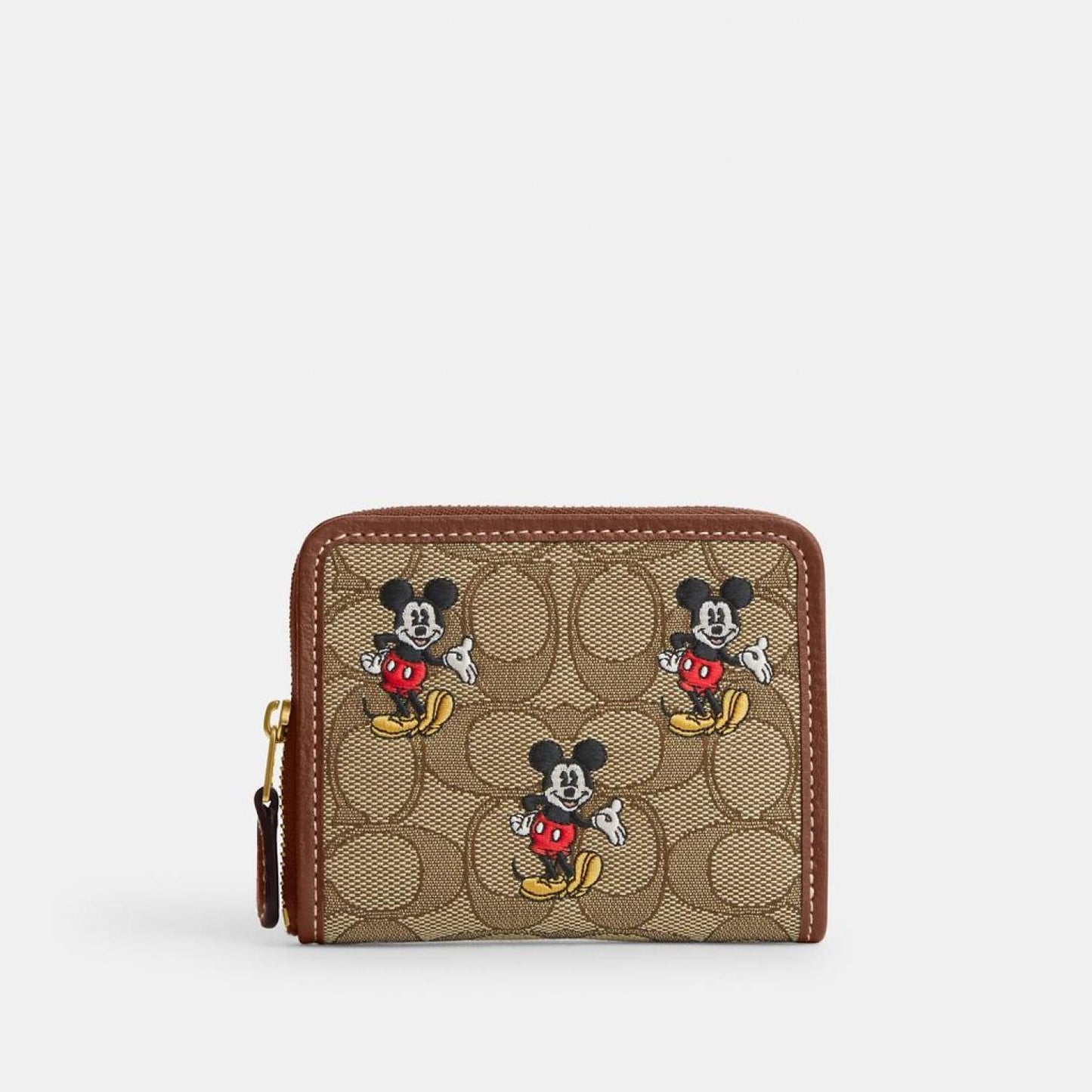 Coach Outlet Disney X Coach Small Zip Around Wallet In Signature Jacquard With Mickey Mouse Print