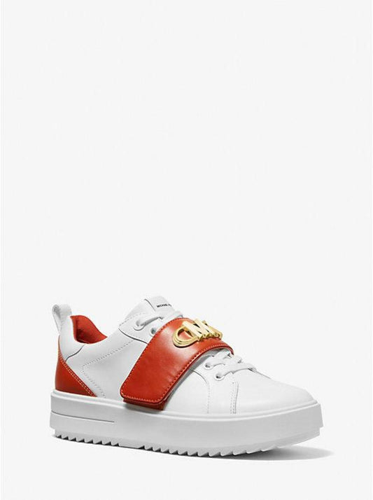 Emmett Two-Tone Logo Embellished Leather Sneaker