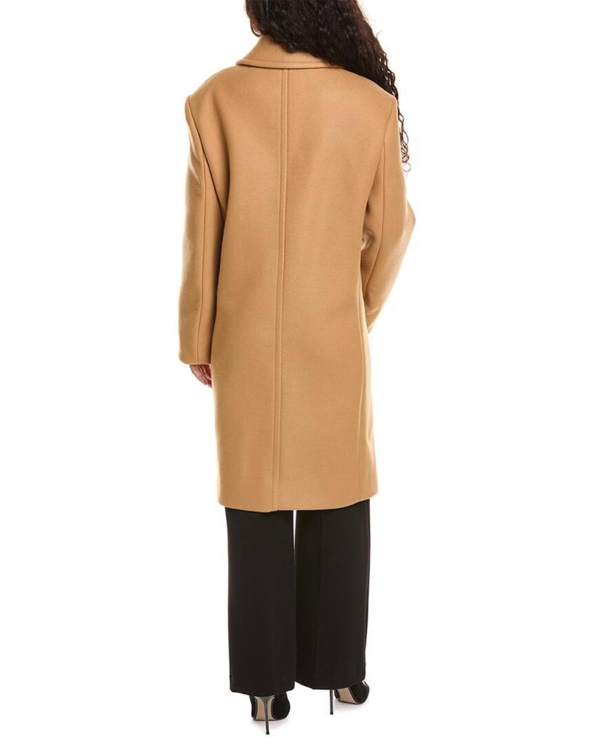 Michael Kors Collection Reefer Slit Sleeve Wool Coat