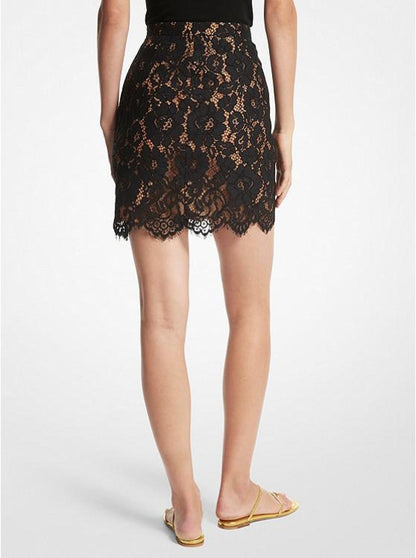 Cotton Blend Floral Lace Mini Skirt