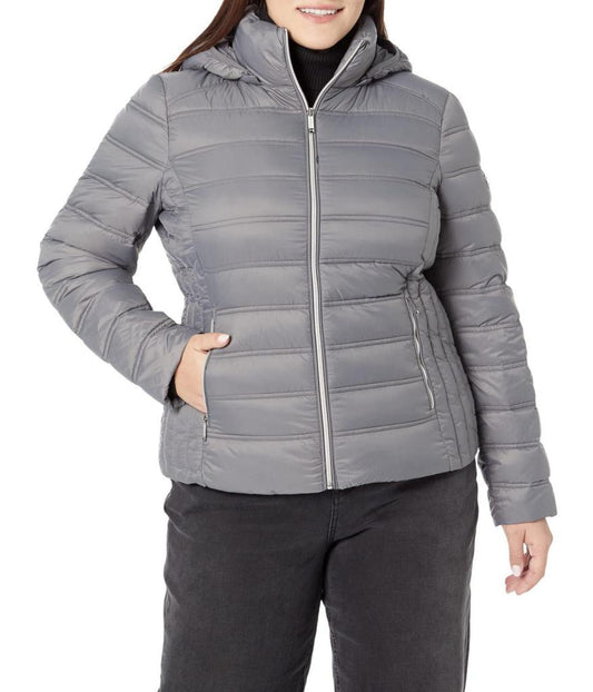 Zip Front Horizontal Quilt Packable Jacket M823157QZ