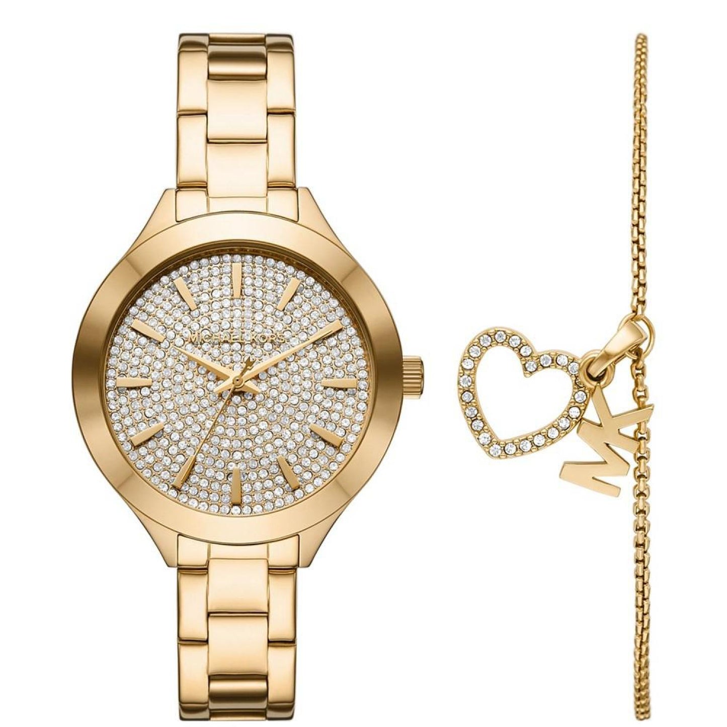 Women's Slim Runway Gold-Tone Stainless Steel Bracelet Watch Set 38mm, 2-Piece