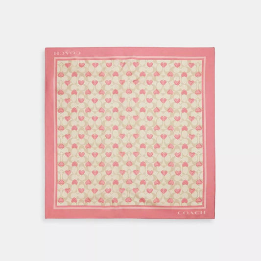 Coach Outlet Signature Heart Print Silk Bandana