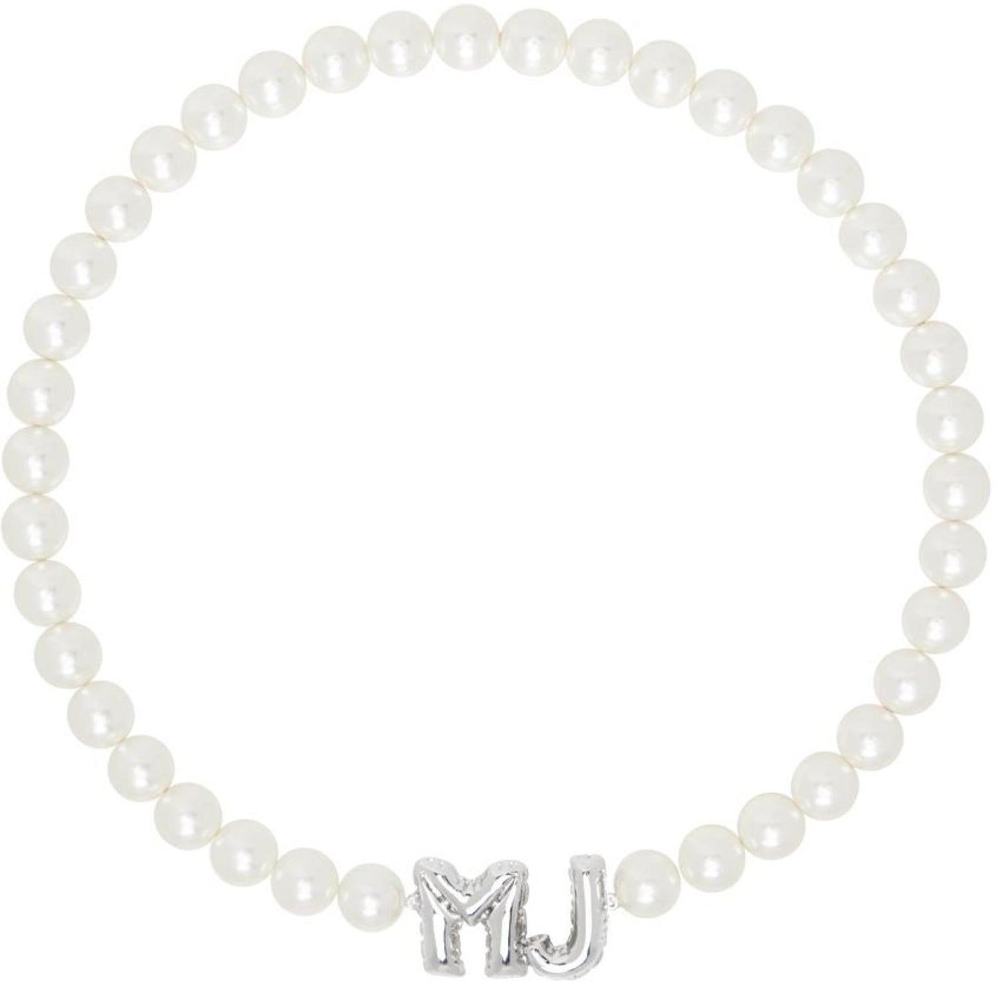 White 'MJ' Balloon Pearl Necklace