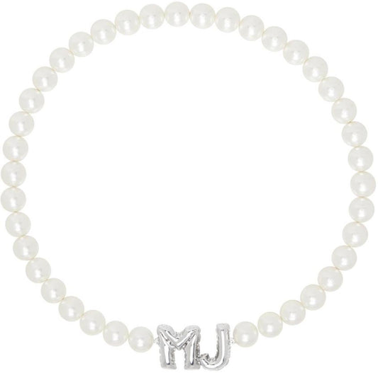 White 'MJ' Balloon Pearl Necklace