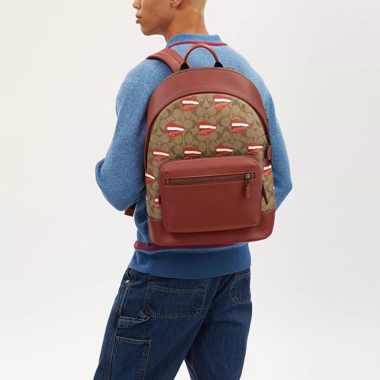 Coach campus backpack in signature outlet canvas