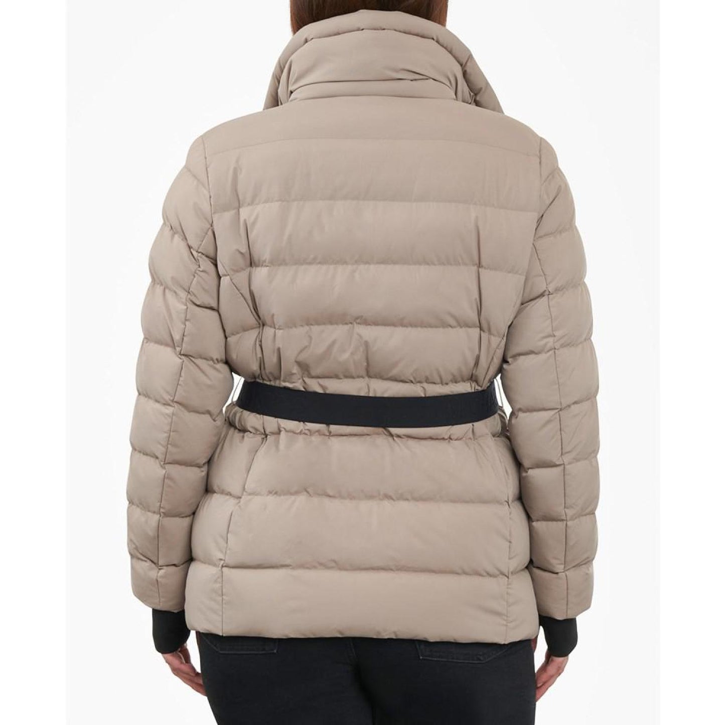 Women's Plus Size Asymmetric Belted Packable Puffer Coat