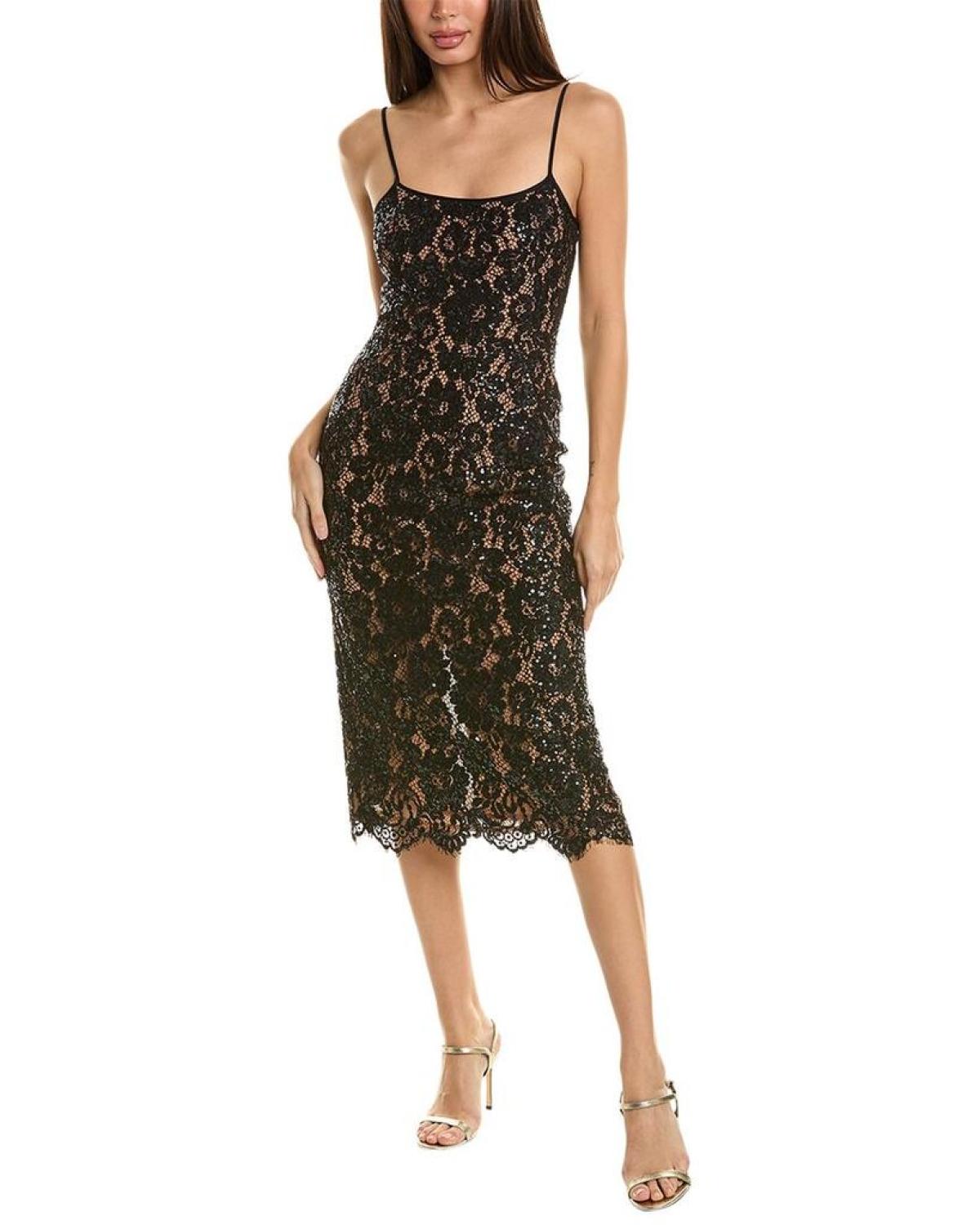 Michael Kors Collection Hand Embroidered Spaghetti Strap Slip Dress