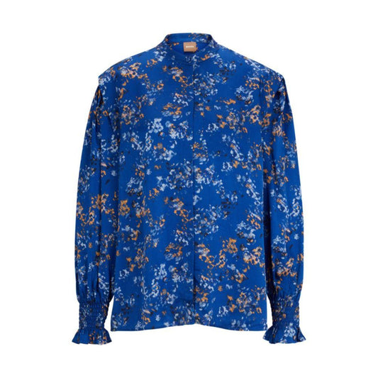 Regular-fit blouse in seasonal print with concealed closure