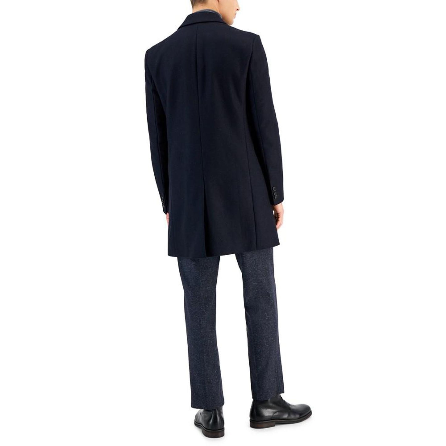 Men's Slim-Fit Migor Dark Blue Overcoat