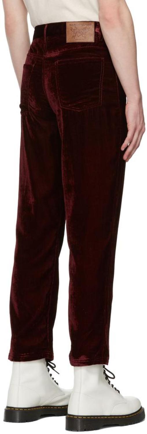 Red 'The Liquid Velvet' Trousers