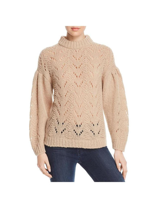 Womens Wool Blend Pointelle Sweater