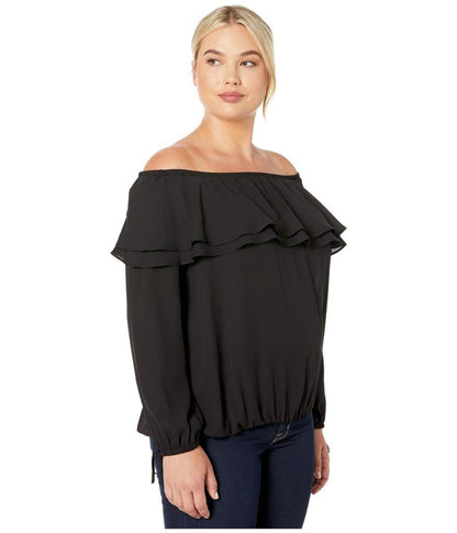 Plus Size Ruffle Peasant Top