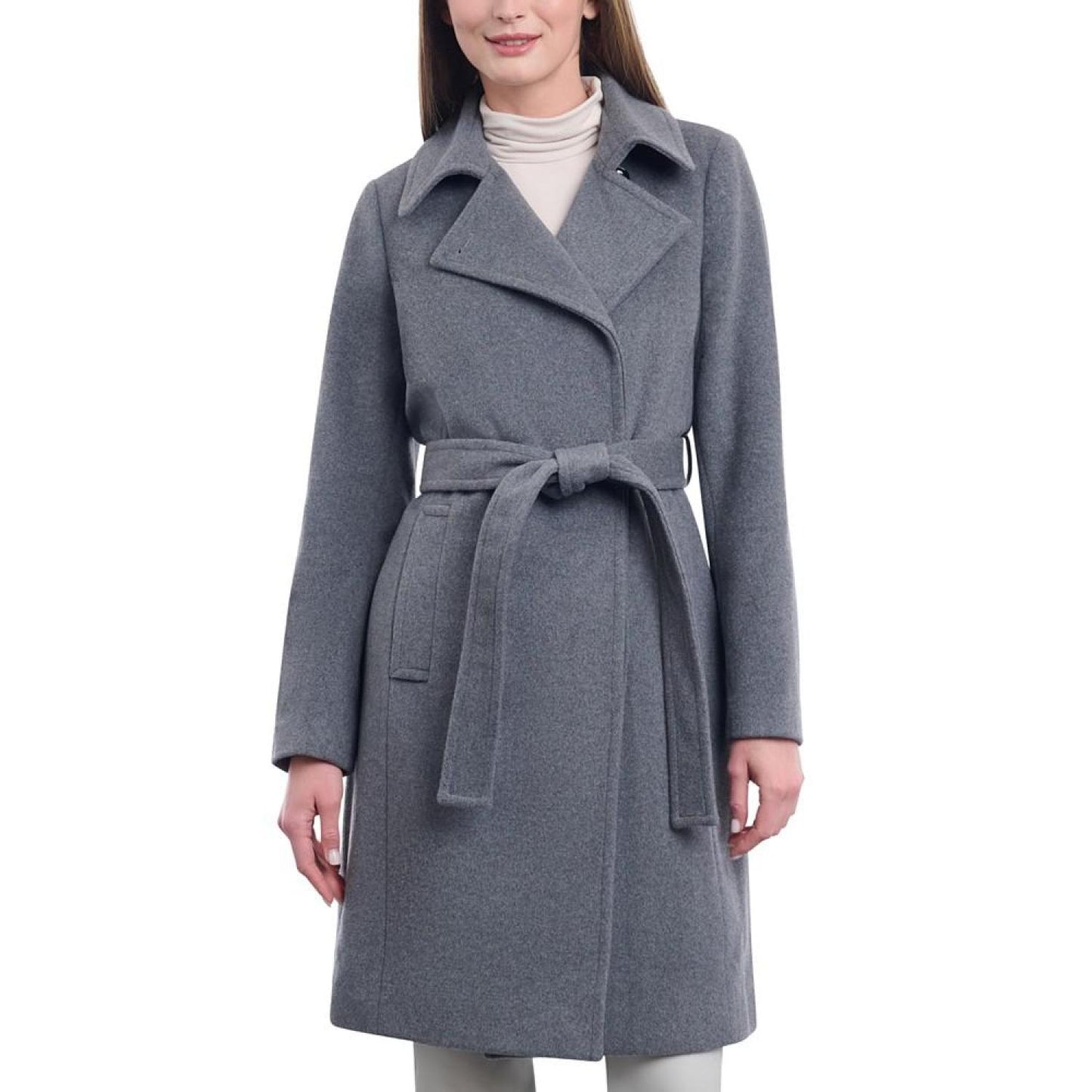 Women's Wool Blend Belted Wrap Coat