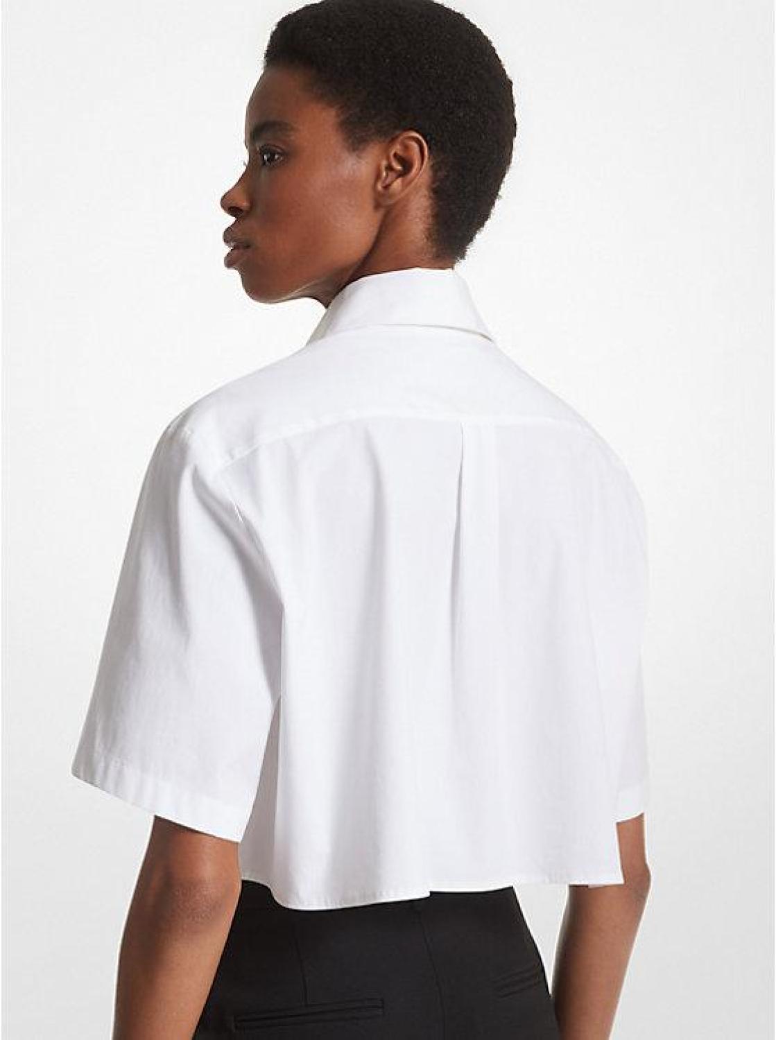 Stretch Cotton Poplin Cropped Shirt