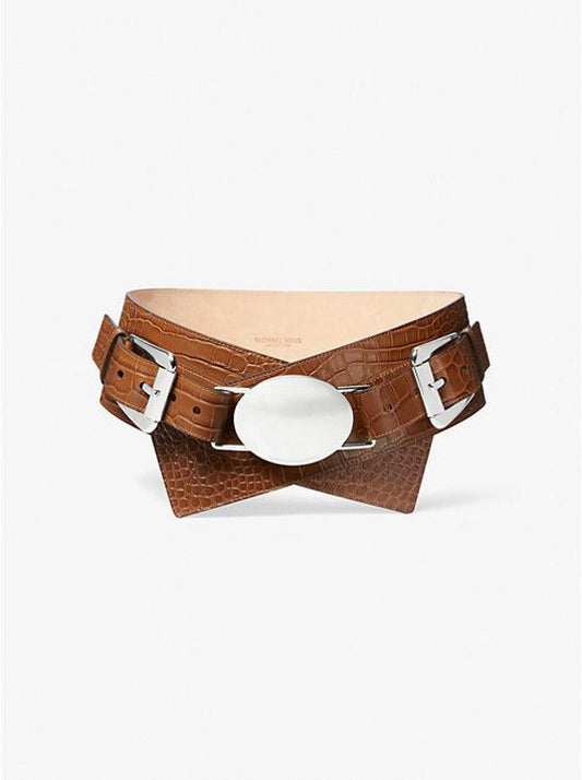 Gloria Crocodile Embossed Leather Belt