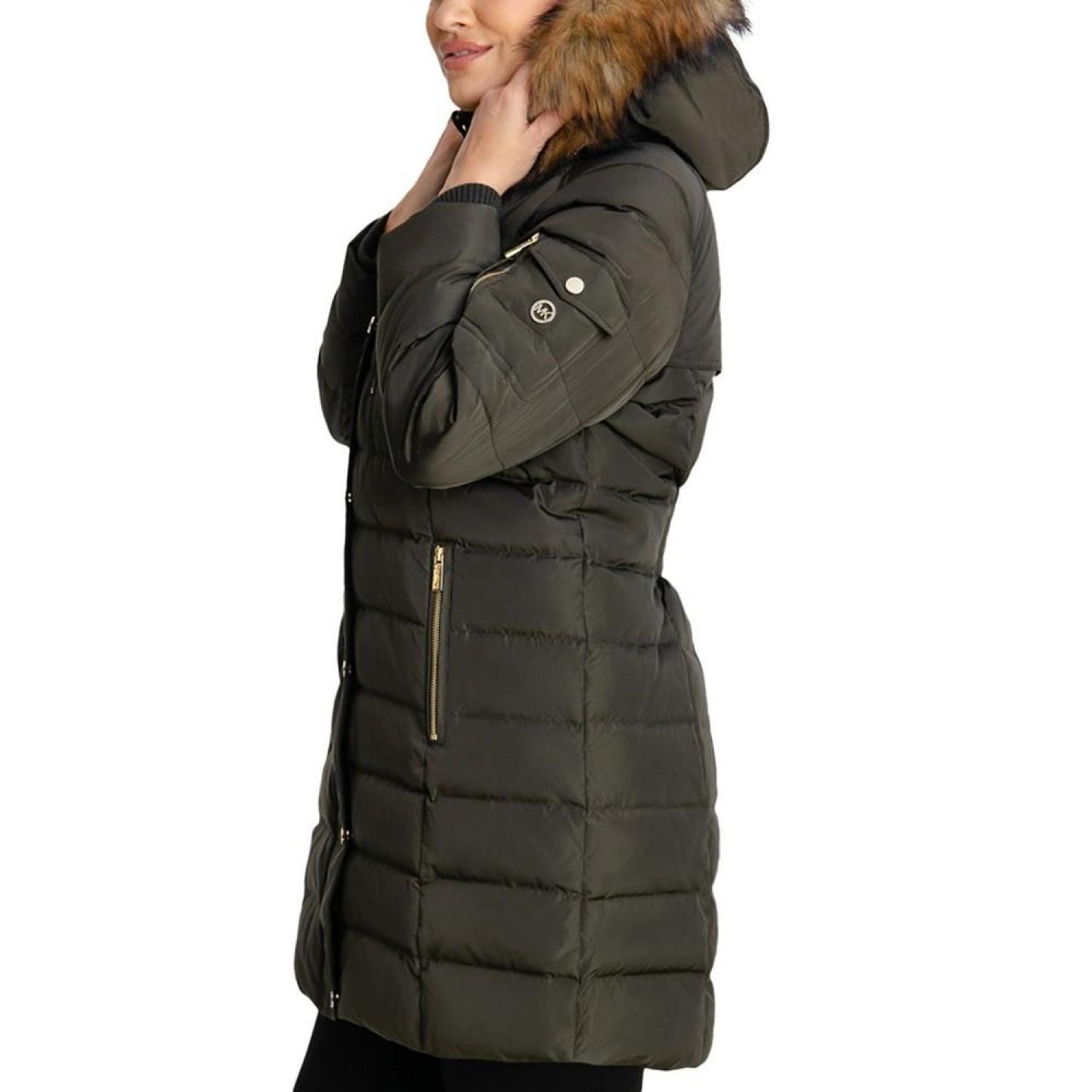 Women's Plus Size Faux-Fur-Trim Hooded Puffer Coat, Created for Macy's