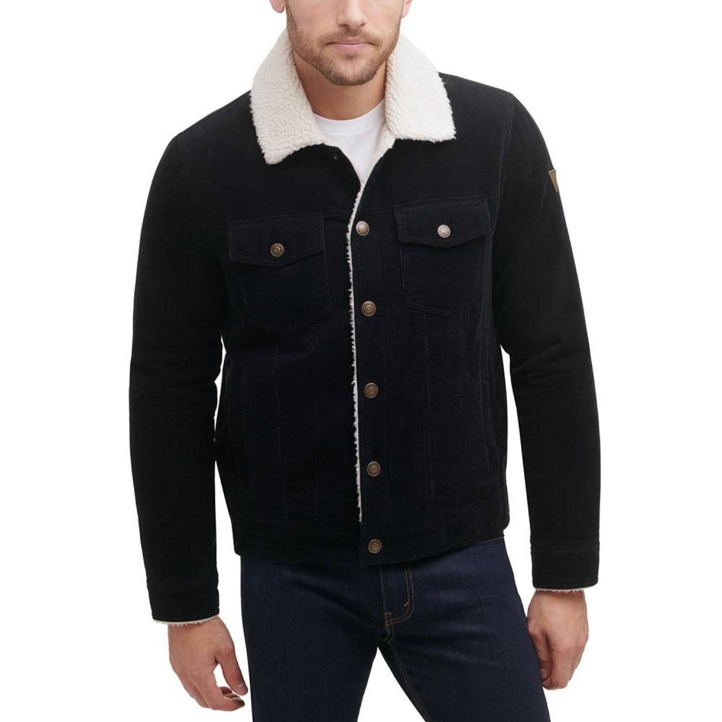 Men's Corduroy Bomber Jacket with Sherpa Collar