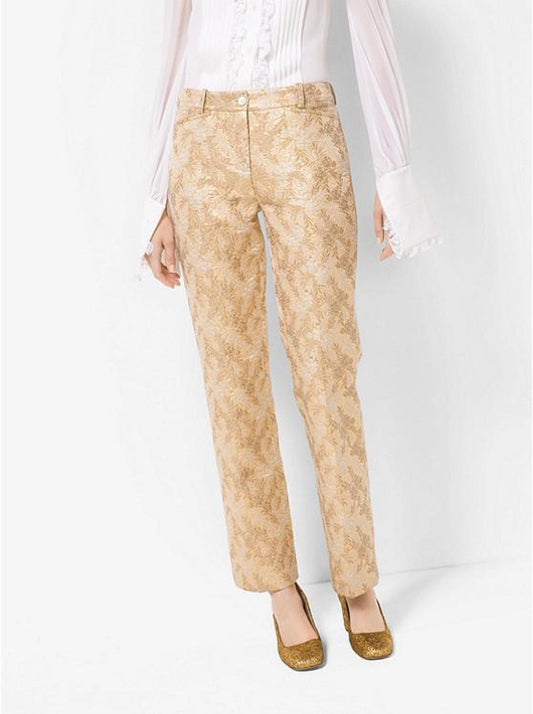 Floral Metallic Jacquard Trousers