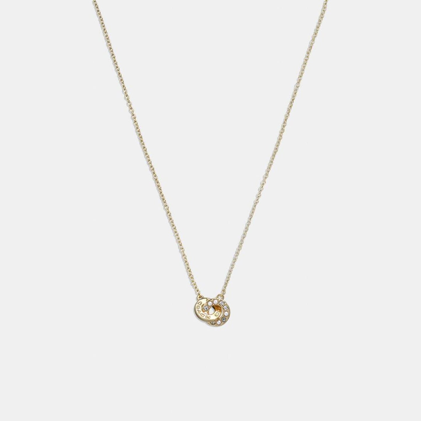 Coach Outlet Interlocking Open Circle Pearl Pendant Necklace