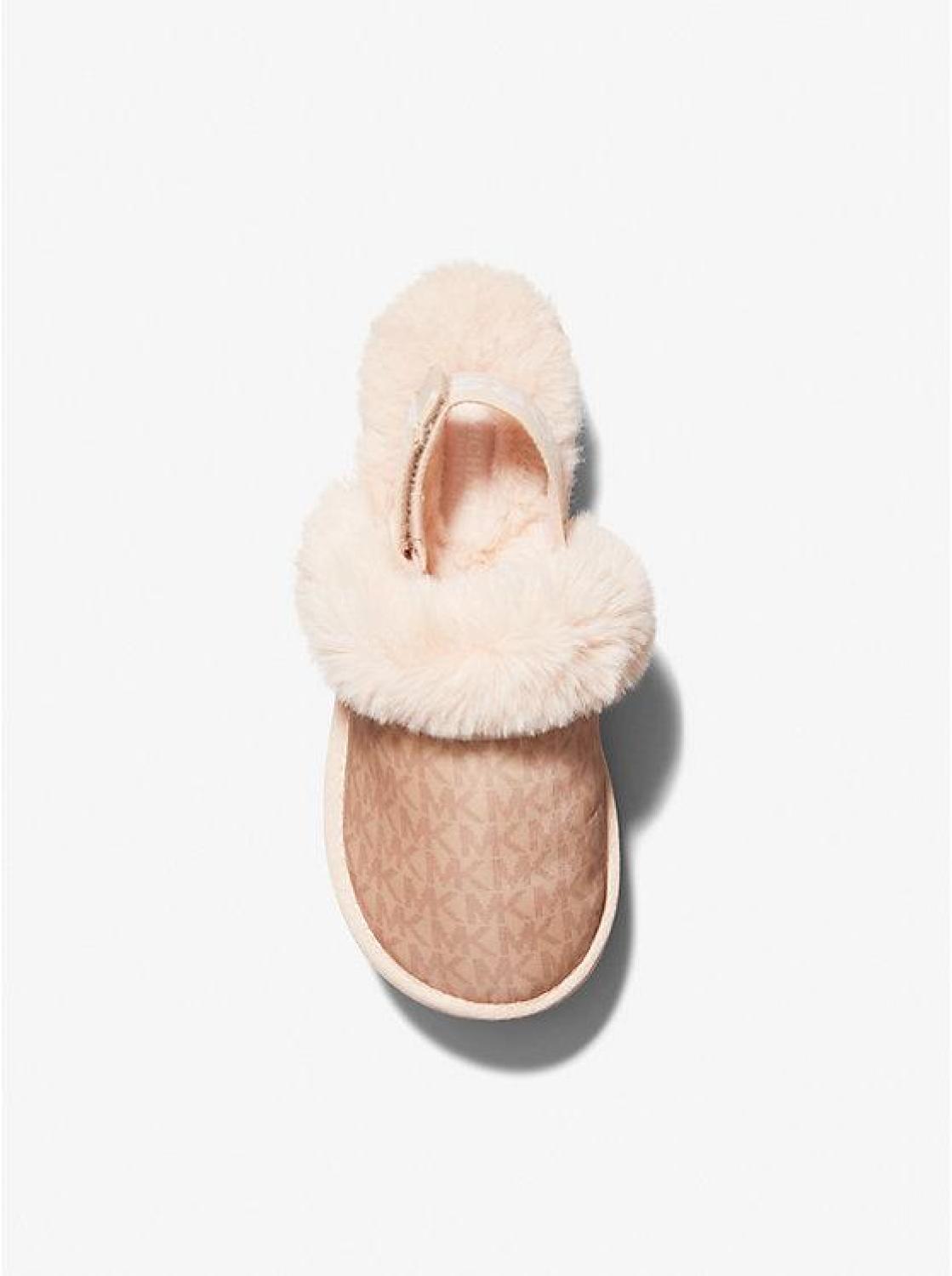 Fifi Signature Logo Nylon and Faux Fur Platform Slipper